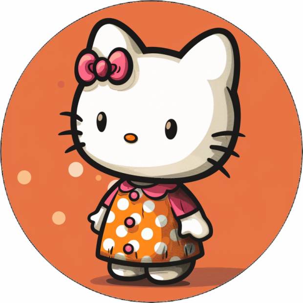 Jedlý papír Hello Kitty v oranžových šatech 19,5 cm
