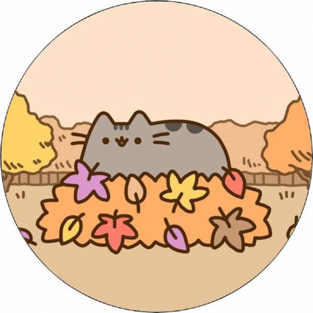 Jedlý papír Pusheen na hromádce listí 19,5 cm