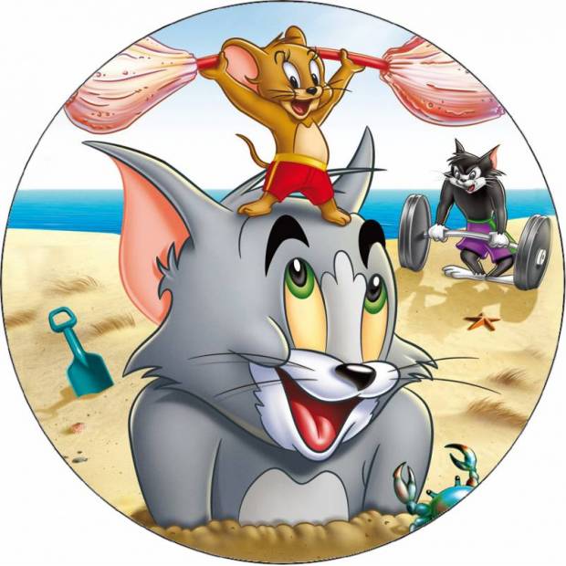 Jedlý papír Tom a Jerry na pláži 19,5 cm