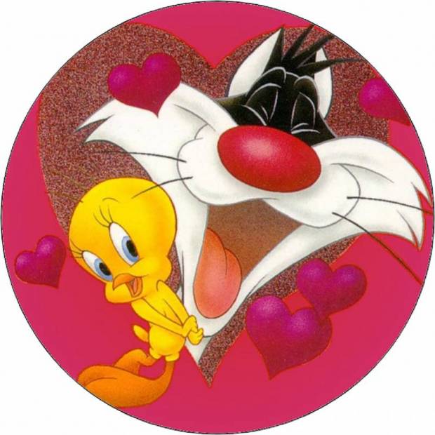 Jedlý papír Looney Tunes Silvestr a Tweety srdce 19,5 cm