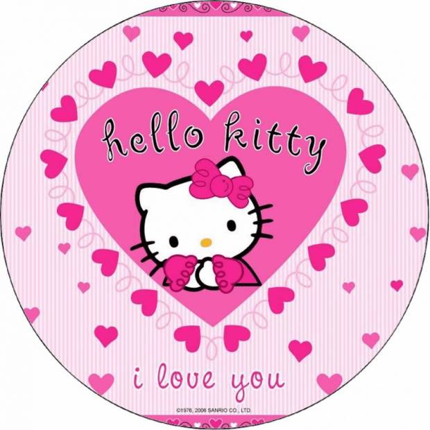 Jedlý papír Hello Kitty v srdíčku 19,5 cm