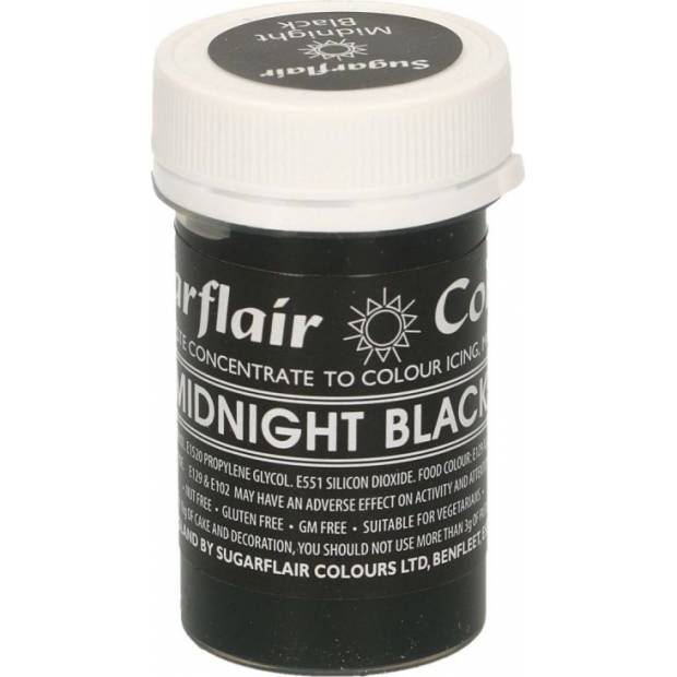 Gelová barva midnight black pastelová 25g - Sugarflair