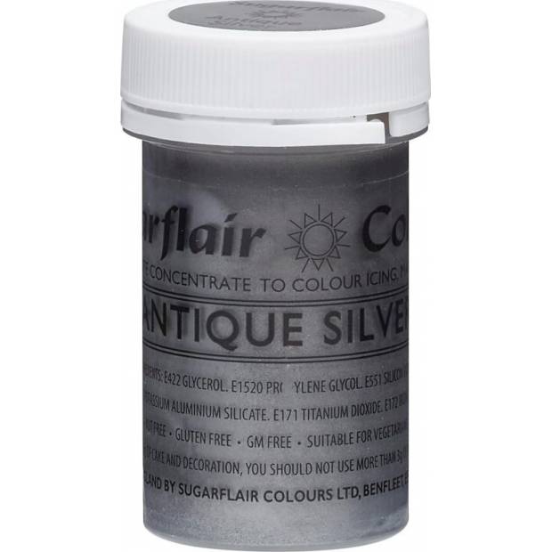 Gelová barva antique silver 25 g - Sugarflair