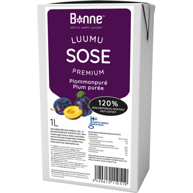 Ovocné pyré 120% švestka 1l - Bonne