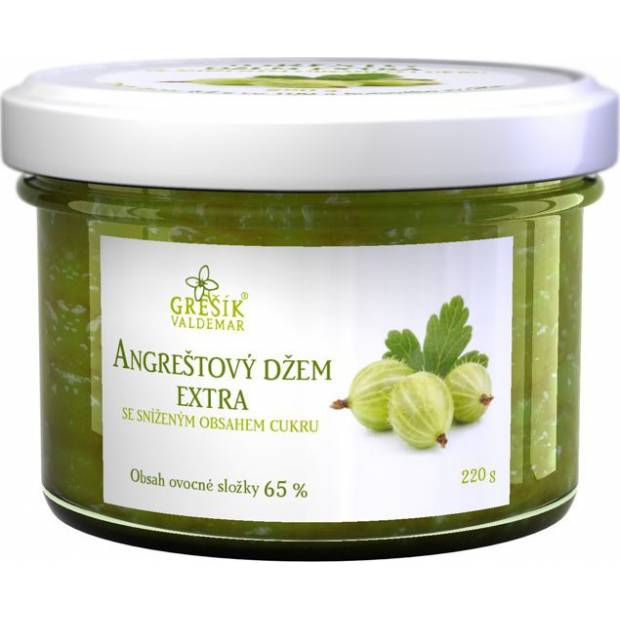 Angreštový džem extra Se sníženým obsahem cukru 220g - Grešík