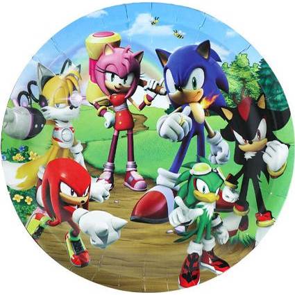 Párty papírové talíře 22cm 10ks ježek Sonic - Cakesicq