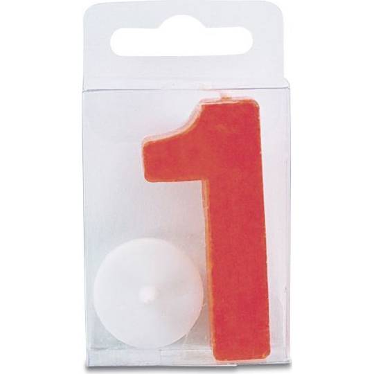 Fotografie Svíčka ve tvaru číslice 1 - mini, červená - Stadter
