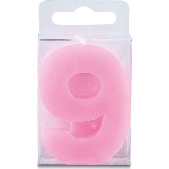 Fotografie Svíčka ve tvaru číslice 9 - mini, růžová - Stadter