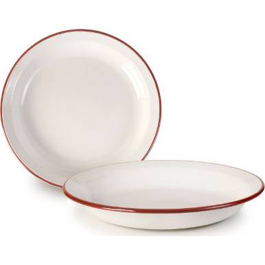 Fotografie Smaltovaný talíř hluboký červeno bílý 24cm - Ibili