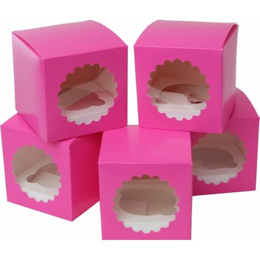 Fotografie Papírový box na cupcake růžový 5ks - House of Marie