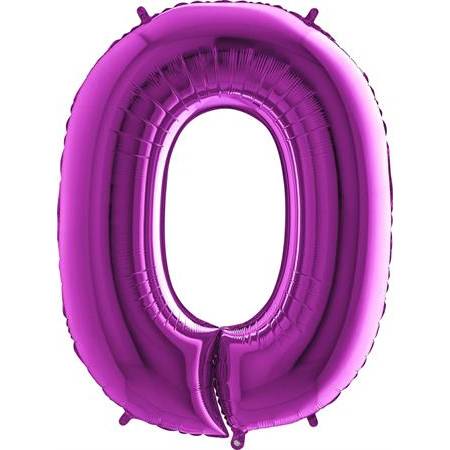Fotografie Nafukovací balónek číslo 0 fialový 102cm extra velký - Grabo