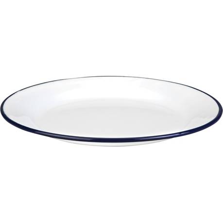 Fotografie Smaltovaný talíř mělký 22sm modrý okraj - Ibili