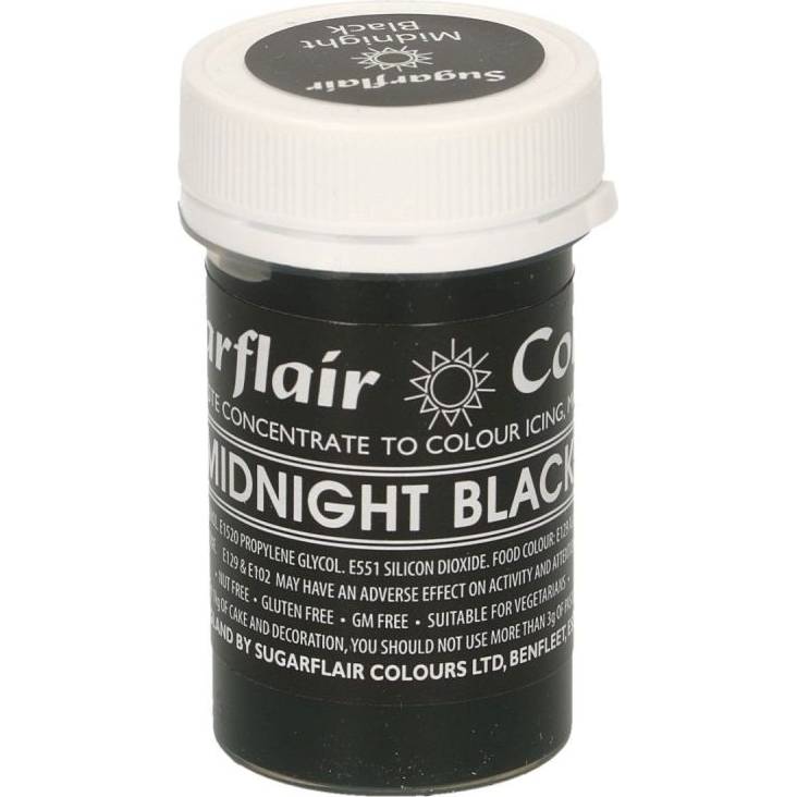 Gelová barva midnight black pastelová 25g - Sugarflair